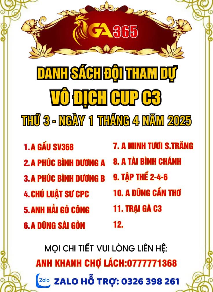 Danh sách thành viên đá giải cup C3