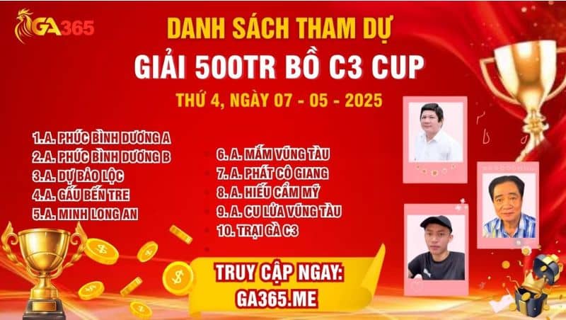 Danh Sách Tham Dự Giải C3 Ngày 7/5/2025